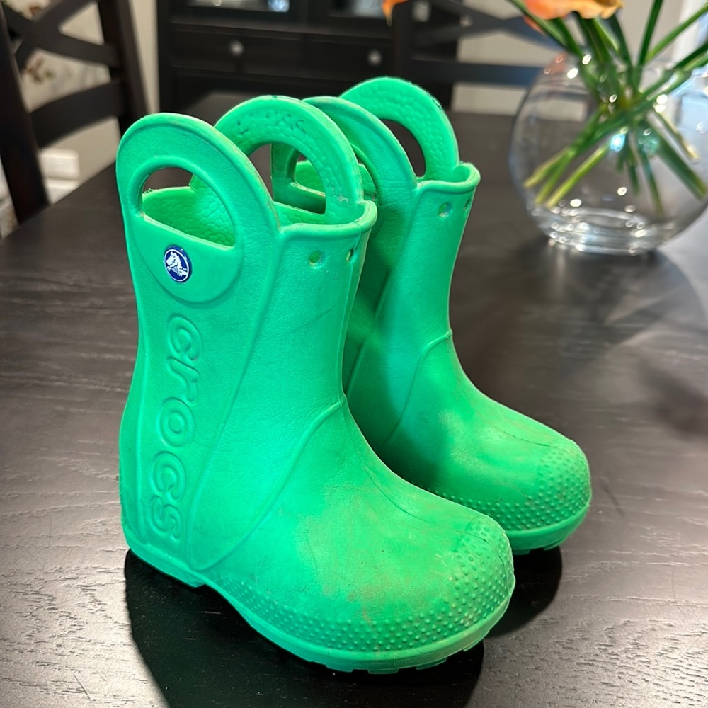 Crocs toddler size 7 green Handle It rain boots